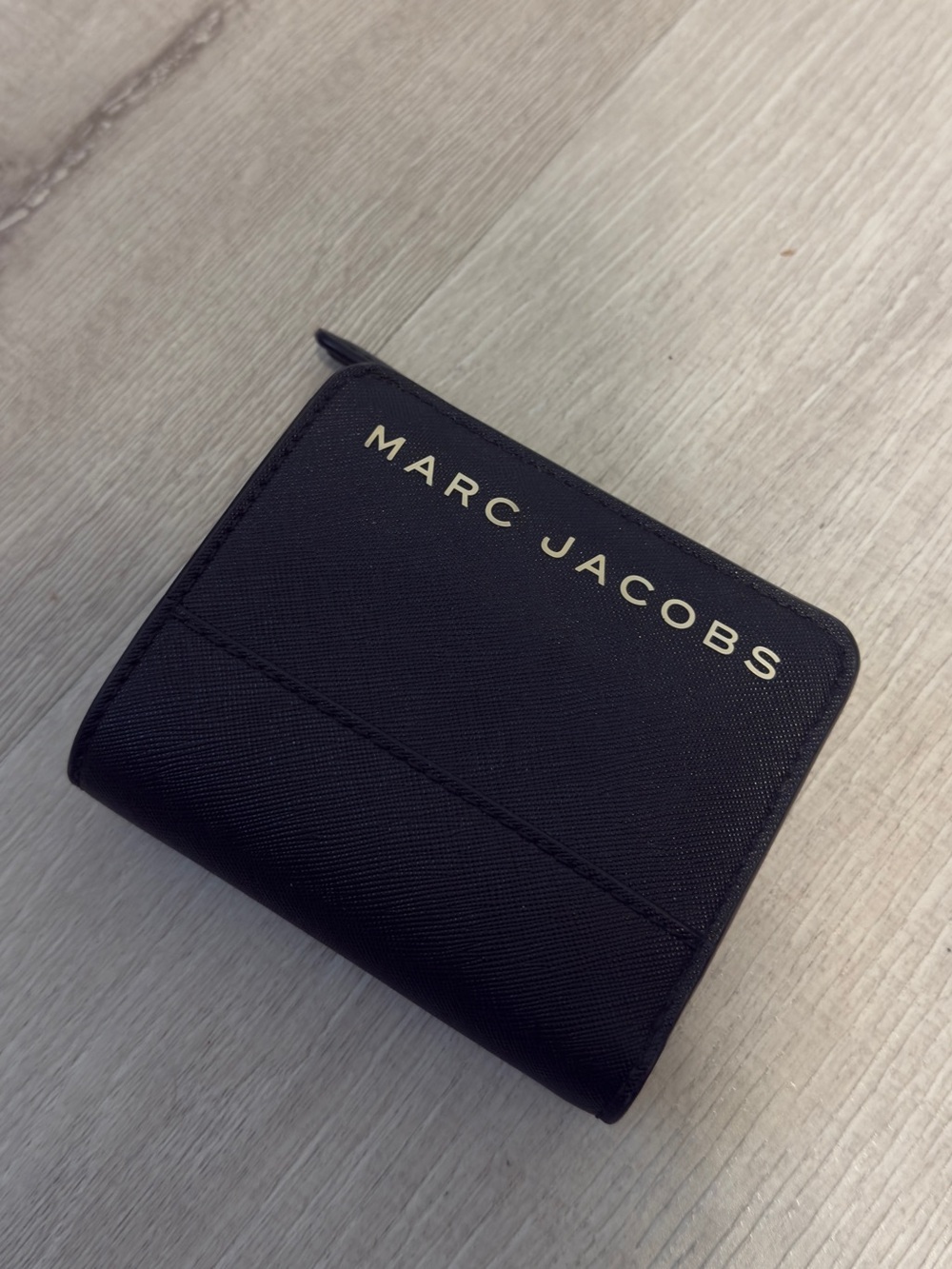 Marc Jacobs Black Card Holder Wallet with Gold Logo